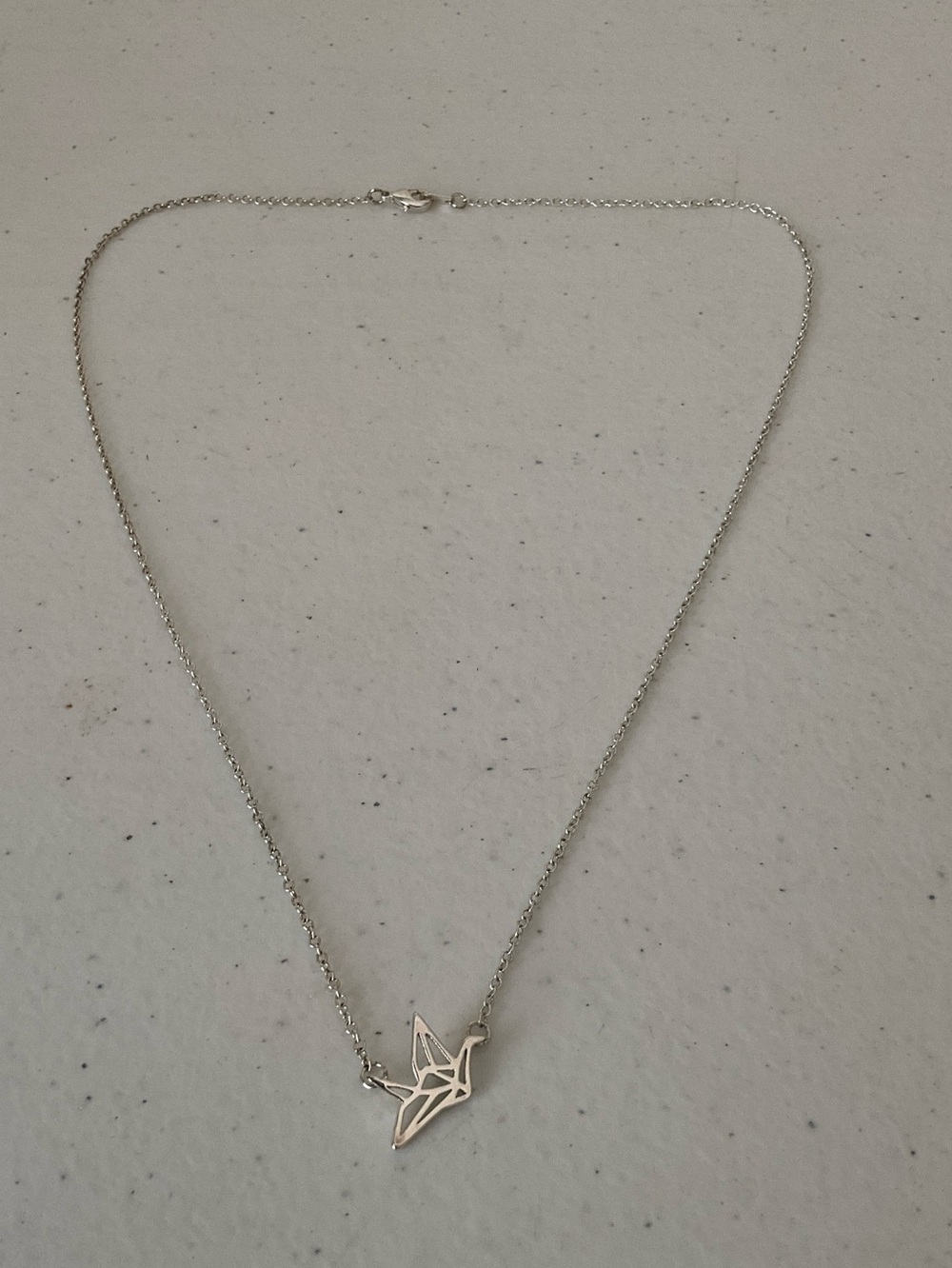Silver Origami Crane Pendant Necklace